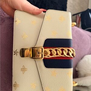 Gucci bees and stars Cream Leather Crossbody